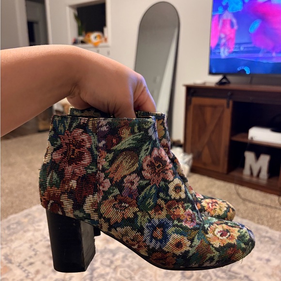 Shoes - Floral Ankle Boots